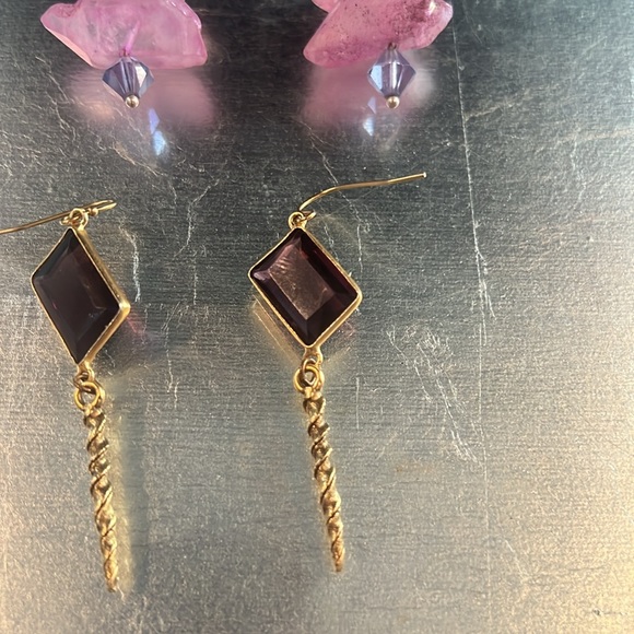 Real pink rose quartz earrings and 2 pairs of funky earrings - Picture 3 of 6